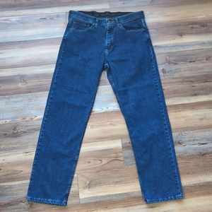 Men's Wrangler Jeans 32x32 Straight Leg Dark Wash